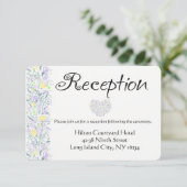 Invitation Fleurs de réception de mariage jaune violet floral (Debout devant)