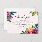 Invitation Fleurs de remerciement. Note de mariage à fleurs p (Devant / Derrière)