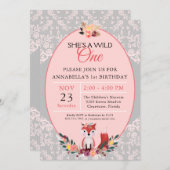 Invitation Fleurs de renard sauvage et dentelle (Devant / Derrière)