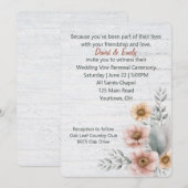 Invitation Fleurs de renouvellement de vœux sur bois blanchi (Devant / Derrière)