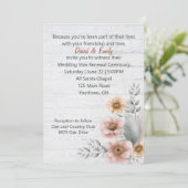 Invitation Fleurs de renouvellement de vœux sur bois blanchi (Debout devant)