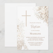 Invitation Fleurs de Respiration de Bébé blanches Baptême (Devant / Derrière)