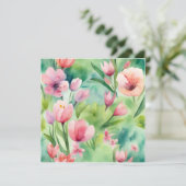 Invitation Fleurs de ressort d'aquarelle (Debout devant)