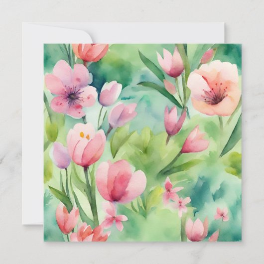 Invitation Fleurs de ressort d'aquarelle (Devant)