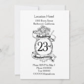 Invitation Fleurs de rose d'anniversaire de mariage 23 ans (Dos)