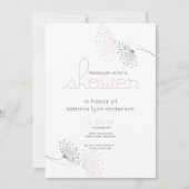 Invitation Fleurs de rose et de charbon de bois minimal chic (Devant)