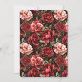Invitation Fleurs de rose rose rouge mariage (Dos)