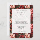 Invitation Fleurs de rose rose rouge mariage (Devant)