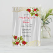 Invitation Fleurs de rose rouge avec or - Fête des Mères Desi (Debout devant)