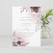 Invitation fleurs de rose rouge foncé mariage (Debout devant)