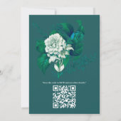 Invitation Fleurs de rose verte/blanche sur papier motif vert (Dos)