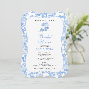 Invitation Fleurs de roses bleues et blanches Bridal Shower e
