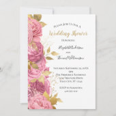 Invitation Fleurs de roses or rose mariage formel (Devant)