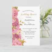 Invitation Fleurs de roses or rose mariage formel (Debout devant)
