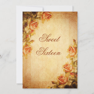 Invitation Fleurs de roses pêche rétro shabby chic pour un do