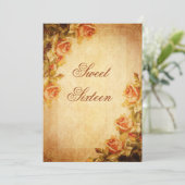 Invitation Fleurs de roses pêche rétro shabby chic pour un do (Debout devant)