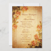 Invitation Fleurs de roses pêche rétro shabby chic pour un do (Dos)