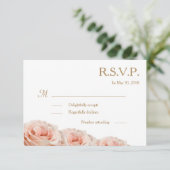 Invitation Fleurs de roses rosées Blush Mariage RSVP Blanc (Debout devant)
