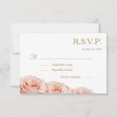 Invitation Fleurs de roses rosées et blanches mariage RSVP (Devant)