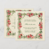 Invitation Fleurs de roses roses antiques Fleurs florales Ba (Devant / Derrière)