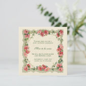 Invitation Fleurs de roses roses antiques Fleurs florales Ba (Debout devant)