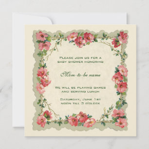 Invitation Fleurs de roses roses antiques Fleurs florales Ba