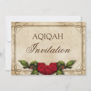 Invitation Fleurs de roses rouges rustiques vintage pour bébé