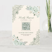 Invitation Fleurs de roses vert sauge en dentelle florale Cod (Dos)