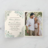 Invitation Fleurs de roses vert sauge en dentelle florale Cod (Intérieur)