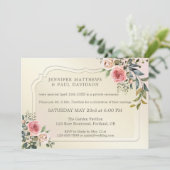 Invitation Fleurs de Rosier à l'Aquarelle Photo Après-Mariage (Debout devant)