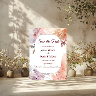 Invitation Fleurs de rougissement Aquarelle Mariage Enregistr