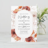 Invitation Fleurs de rouille en terre cuite Boho automne (Debout devant)