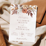 Invitation Fleurs de rouille en terre cuite Boho Fall Mariage<br><div class="desc">Invitations de mariage de style bohème moderne avec des fleurs d'aquarelle et des feuilles d'automne dans les tons terre comme rouille brun,  orange brûlé et terre cuite. Un choix parfait pour les mariages d'automne.</div>