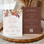 Invitation Fleurs de rouille en terre cuite Boho Fall Mariage<br><div class="desc">Invitations de mariage de style bohème moderne avec des fleurs d'aquarelle et des feuilles d'automne dans les tons terre comme rouille brun,  orange brûlé et terre cuite. Un choix parfait pour les mariages d'automne.</div>