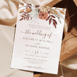 Invitation Fleurs de rouille en terre cuite Boho Mariage de f<br><div class="desc">Invitations de mariage de style bohème moderne avec des fleurs d'aquarelle et des feuilles d'automne dans les tons terre comme rouille brun,  orange brûlé et terre cuite. Un choix parfait pour les mariages d'automne.</div>