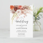 Invitation Fleurs de rouille en terre cuite Boho Mariage de f (Debout devant)