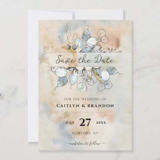 Invitation Fleurs de rouille en terre cuite Foliage d'automne (Devant)