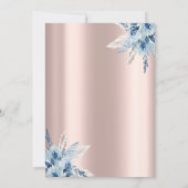 Invitation Fleurs de ruban bleu Perles et Prosecco Rose Gold (Dos)