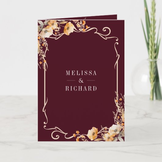 Invitation Fleurs de saison automne Crête Bourgogne Code QR M (Devant)