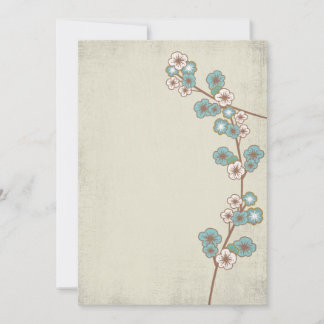 Invitation fleurs de sakura bleues vintage