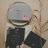 Invitation Fleurs de Sakura rose chic sur gris