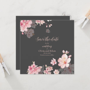 Invitation Fleurs de Sakura rose chic sur Save the Date