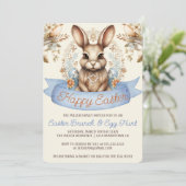 Invitation Fleurs de saumons Brunch de Pâques et chasse aux o (Debout devant)