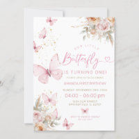 Fleurs de saumons roses et papillons Anniversaire