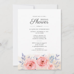 Invitation Fleurs de Script Aquarelle Roses Roses Fête de Mar