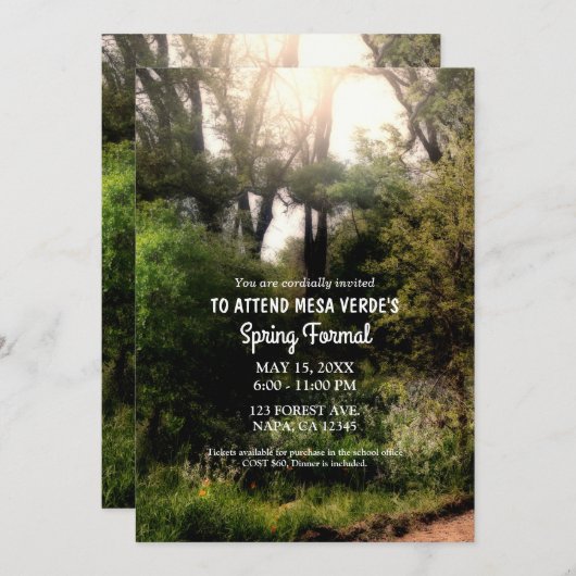 Invitation Fleurs de sentier rustique Forêt enchantée de prin (Devant / Derrière)