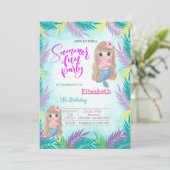 Invitation Fleurs de sirène de bébé été fête d'anniversaire (Debout devant)