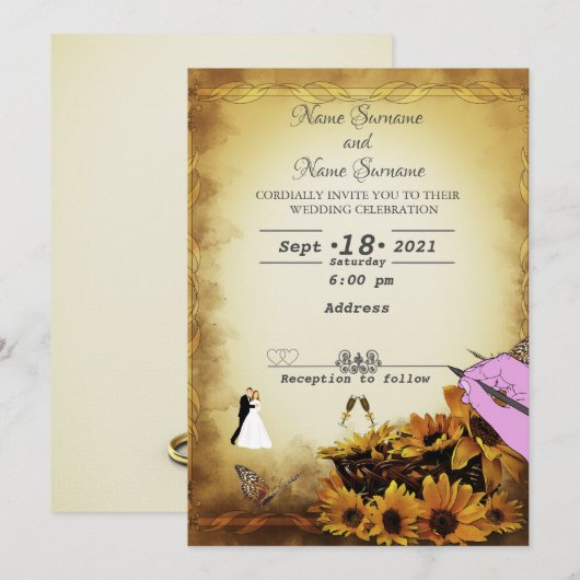 Invitation Fleurs de soleil (Devant / Derrière)