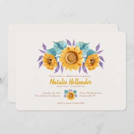 Invitation Fleurs de soleil (Devant / Derrière)