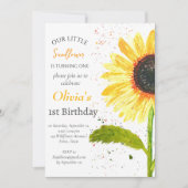 Invitation Fleurs de soleil 1er premier anniversaire fille Pa (Devant)
